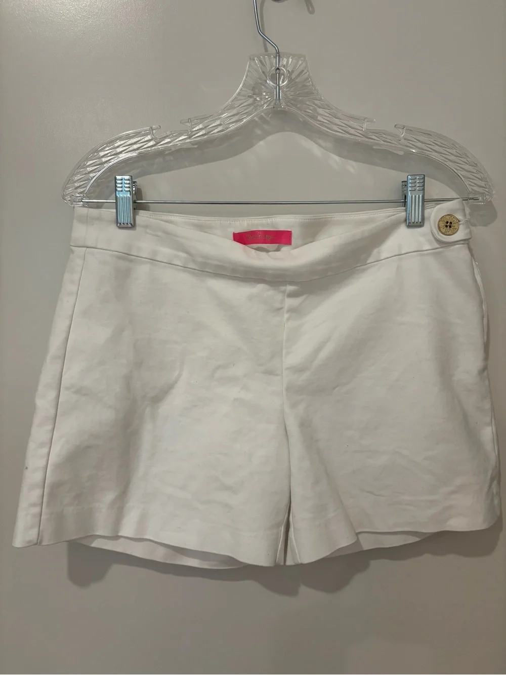 Lilly Pulitzer White Shorts Side Gold Button Tailored 4 - Picture 3 of 10